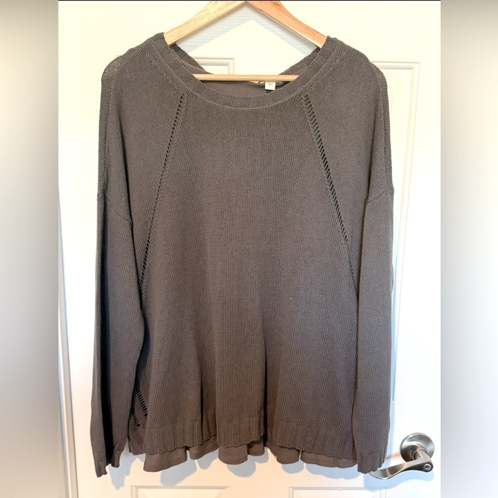 J.Jill Gray Knit Open-Back Sweater with Tie Detail Cozy Layered Long Sleeve NWT - Picture 8 of 8
